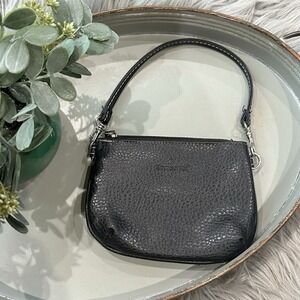 Vintage Samsonite Womens Black Pebbled Leather Wristlet Top Zip Pouch 6.5 x 5"‎